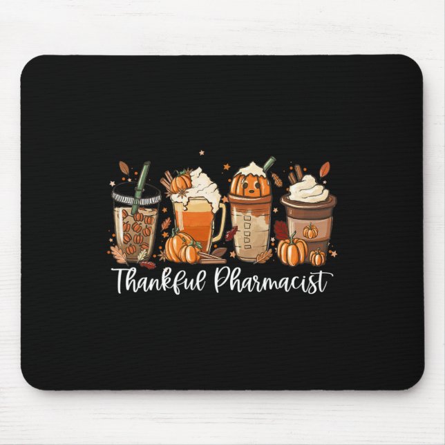 Pumpkin Spice Latte Fall Coffee Lover Thankful Pha Mouse Mat (Front)