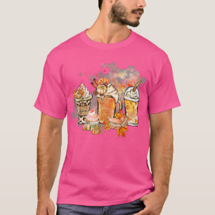 Pumpkin Spice Latte Fall Coffee Warm Falling Leave T-Shirt
