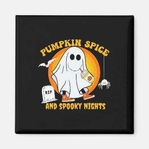Pumpkin Spice Latte Fall Vibe Halloween Spooky Gho Magnet