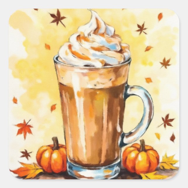 Pumpkin Spice Latte in Autumn Square Sticker (Front)