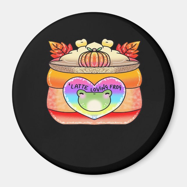 Pumpkin Spice Latte Loving Frog Magnet (Front)