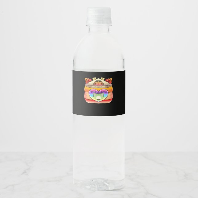 Pumpkin Spice Latte Loving Frog Water Bottle Label (Front)