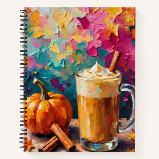 Pumpkin Spice Latte On a Colourful Background Notebook (Front)