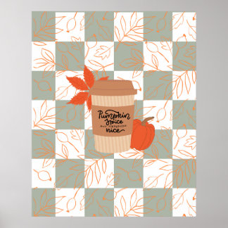 Pumpkin Spice Latte on Flannel background Poster