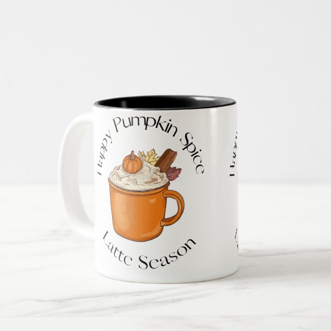 pumpkin spice latte season fall lover  Two-Tone coffee mug (Front Left)