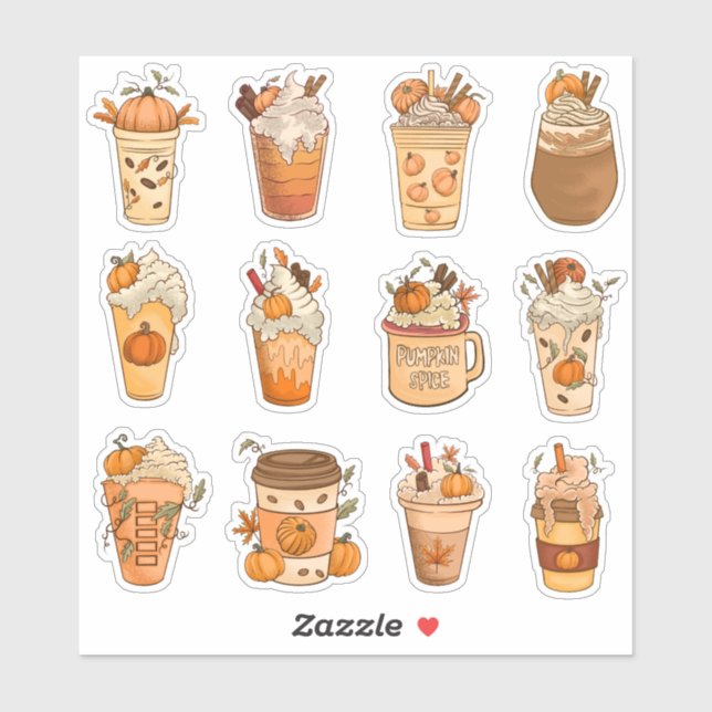 Pumpkin Spice Latte Stickers Pack (Sheet)