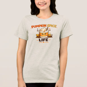 Pumpkin Spice Life Cute Fall Coffee T-Shirt Cosy Tri-Blend Shirt