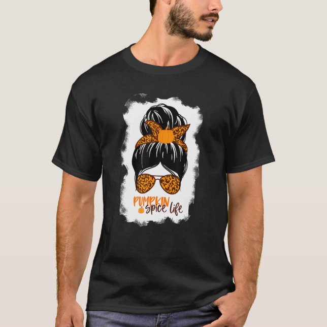Pumpkin Spice Life Fall Plaid Pumpkin Thankful Wom T-Shirt (Front)