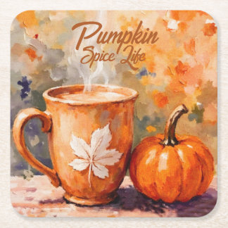 Pumpkin Spice Life Square Paper Coaster
