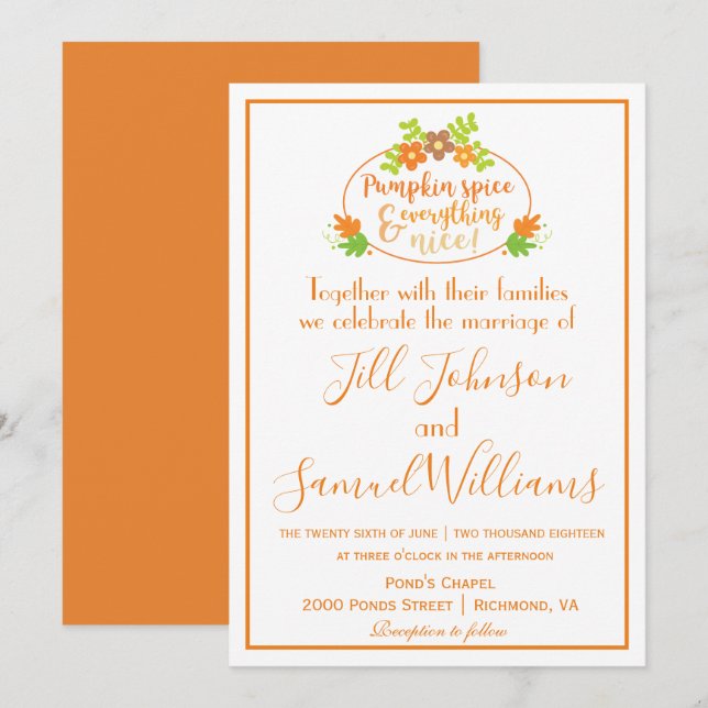 Pumpkin Spice Lovely Wedding Invitation (Front/Back)