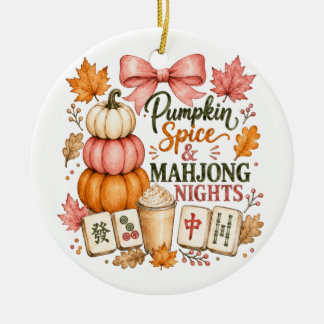 Pumpkin Spice Mahjong Nights Ceramic Tree Decoration