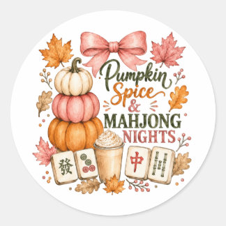 Pumpkin Spice Mahjong Nights Classic Round Sticker
