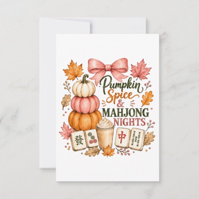 Pumpkin Spice Mahjong Nights Invitation (Front)