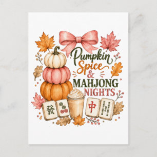 Pumpkin Spice Mahjong Nights Invitation Postcard