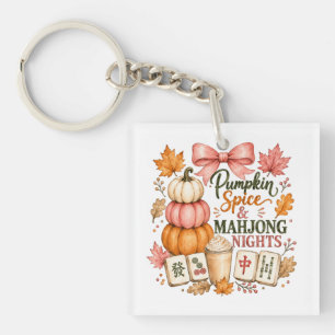 Pumpkin Spice Mahjong Nights Key Ring