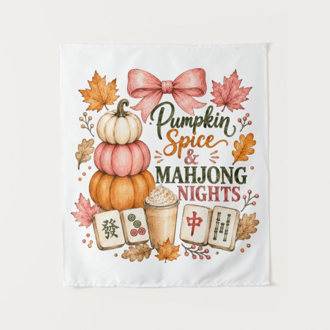 Pumpkin Spice Mahjong Nights Tapestry (Front)