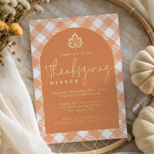 Pumpkin Spice Orange Plaid Thanksgiving Dinner