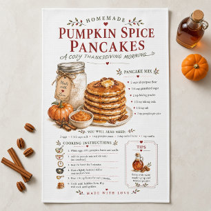 Pumpkin Spice Pancakes Recipe Thanksgiving Kitchen Tea Towel