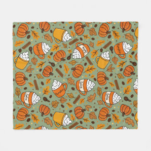 Pumpkin Spice Pattern Cosy Fall Coffee Lover Des Fleece Blanket