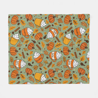 Pumpkin Spice Pattern | Cosy Fall Coffee Lover Des Fleece Blanket