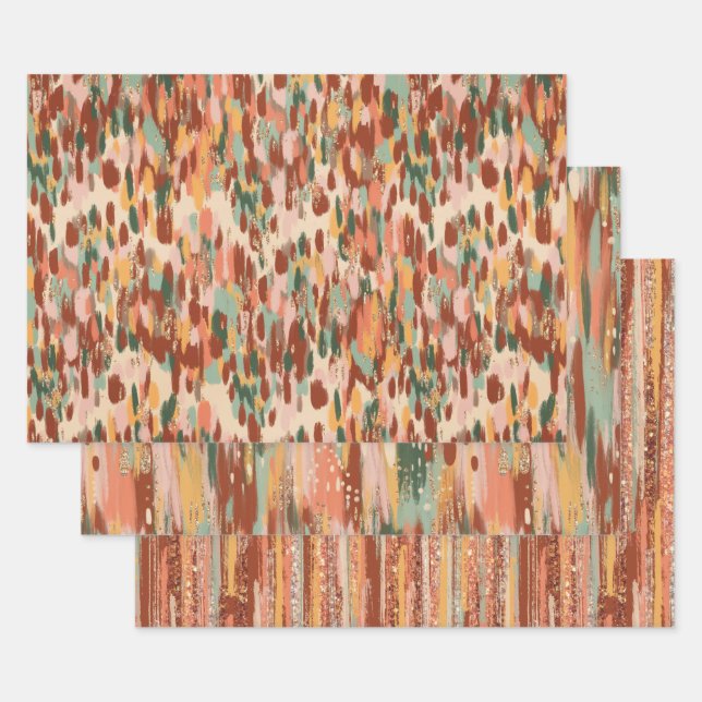 Pumpkin Spice Pattern Wrapping Paper Sheet (Set)