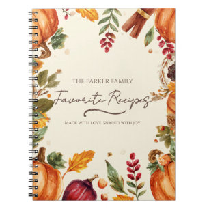 Pumpkin Spice Personalised Family Recipe Notebook