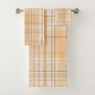 Pumpkin Spice Plaid Fall Pattern Bath Towel Set