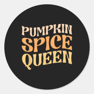 Pumpkin Spice Queen PSL Coffee Lover Retro Fall Au Classic Round Sticker