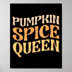 Pumpkin Spice Queen PSL Coffee Lover Retro Fall Au Poster