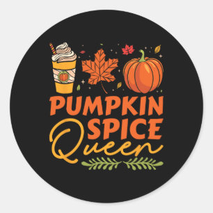 Pumpkin Spice Queen Thanksgiving Autumn Fall  Classic Round Sticker