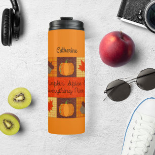 Pumpkin Spice Quilt Collage Personalised Thermal Tumbler