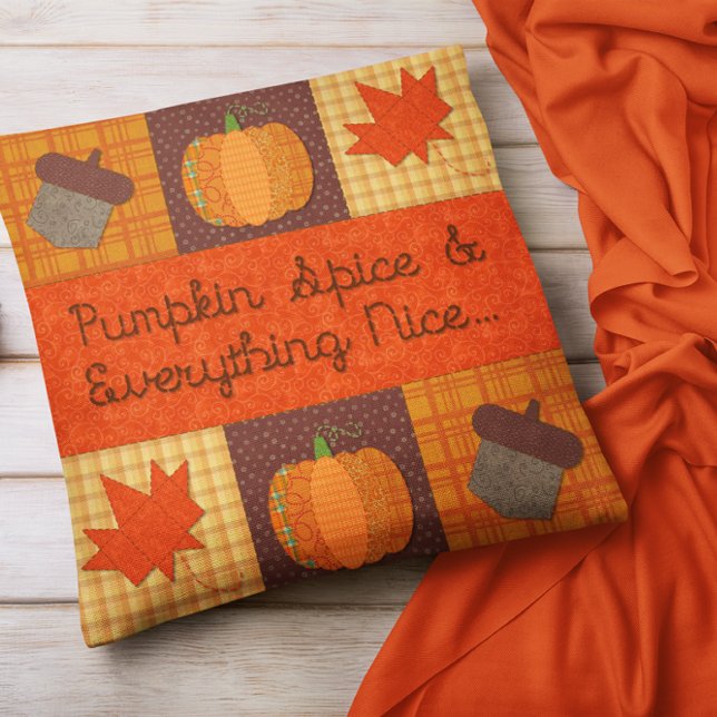 Pumpkin Spice Quilt Collage Pillow (Creator Uploaded)