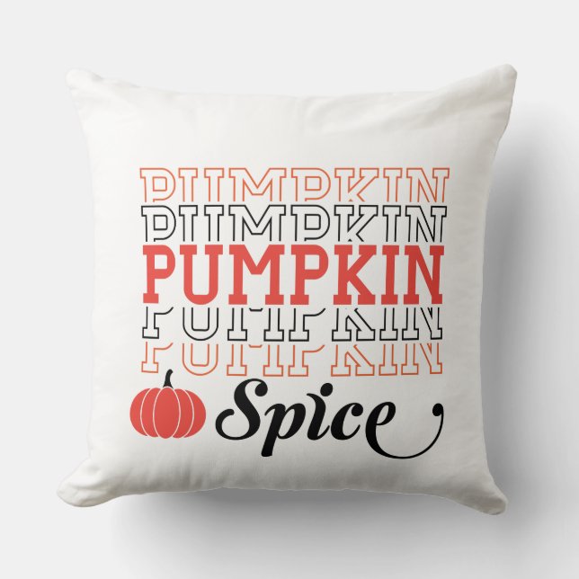Pumpkin Spice Repeated Text - Autumn Design Cushion (Front)