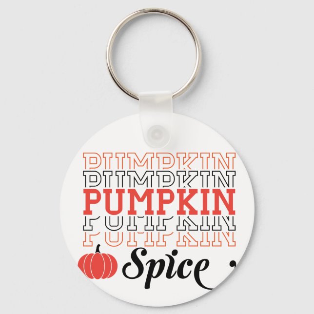 Pumpkin Spice Repeated Text - Autumn Key Ring (Front)
