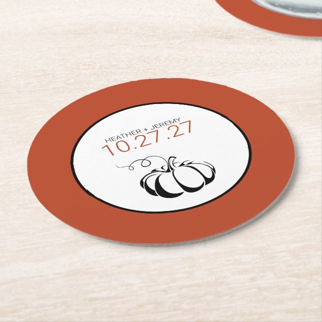 Pumpkin Spice Round Paper Coaster (Angled)