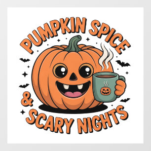 Pumpkin Spice & Scary Nights Cute Halloween Wind Window Cling