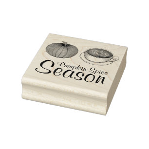 Pumpkin Spice Season Autumn Fall Latte Coffee Rubber Stamp