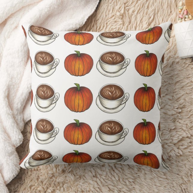Pumpkin Spice Season Coffee Latte Autumn Fall  Cushion (Blanket)