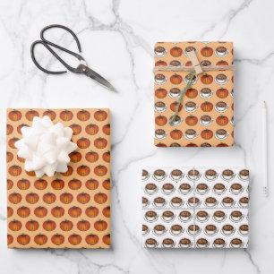 Pumpkin Spice Season Coffee Latte Harvest Pumpkins Wrapping Paper Sheet