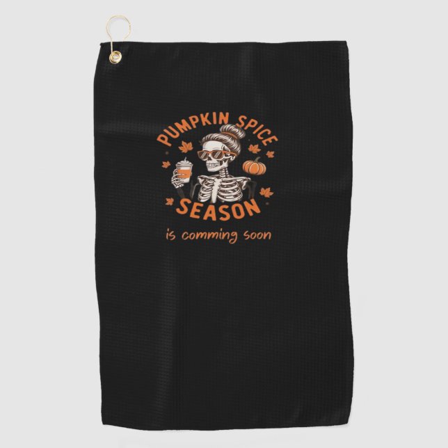 Pumpkin Spice Season is Comming Soon Halloween Fal Golf Towel (Front)