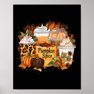 Pumpkin Spice Season Latte Coffee Lover Fall Thank Poster