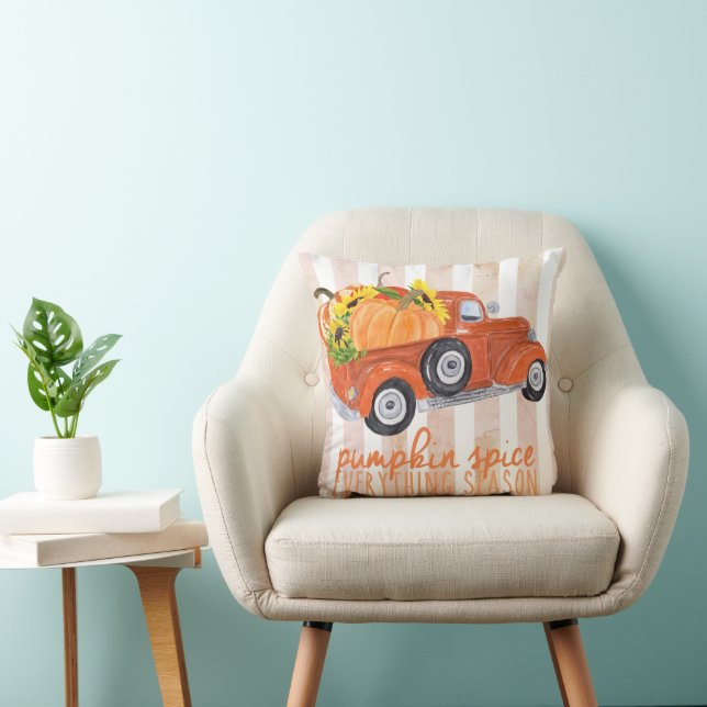 Pumpkin Spice Season Orange Truck Cushion (Chair)
