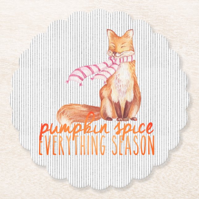 Pumpkin Spice Season Sitting Fox   Paper Coaster (Front)