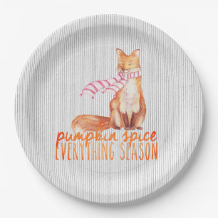 Pumpkin Spice Season Sitting Fox Paper Plate