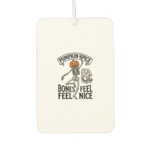 Pumpkin Spice Skeleton Vintage Halloween Dance Shi Car Air Freshener