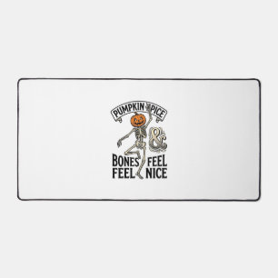 Pumpkin Spice Skeleton Vintage Halloween Dance Shi Desk Mat