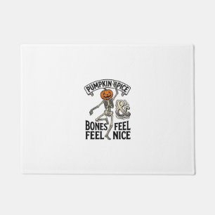 Pumpkin Spice Skeleton Vintage Halloween Dance Shi Doormat