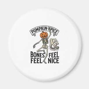 Pumpkin Spice Skeleton Vintage Halloween Dance Shi Magnet