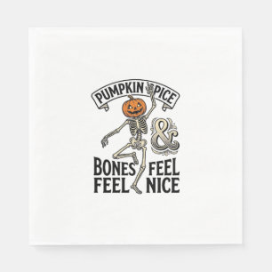 Pumpkin Spice Skeleton Vintage Halloween Dance Shi Napkin