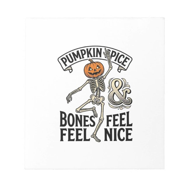 Pumpkin Spice Skeleton Vintage Halloween Dance Shi Notepad (Front)